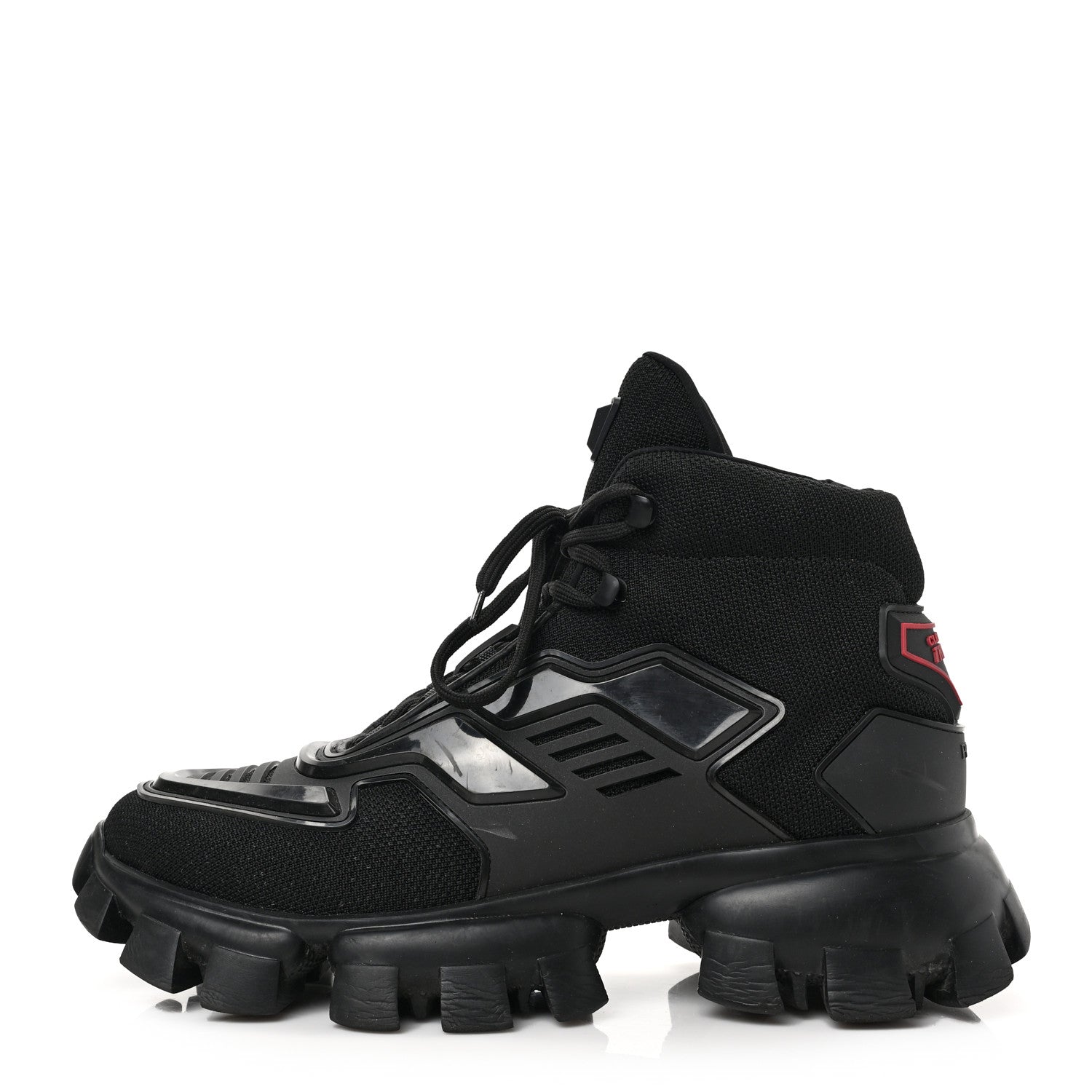 Prada Knit Fabric Cloudbust Thunder High Top Sneakers 8 Black 1 of 7