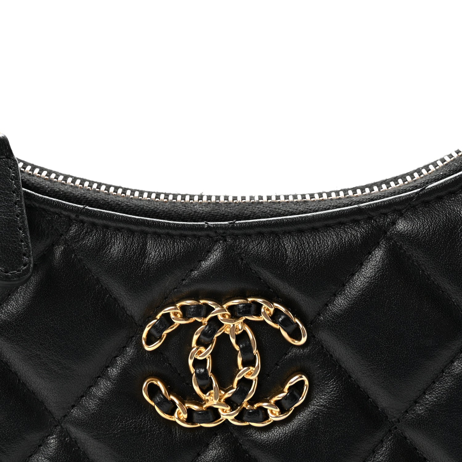 Chanel Crumpled Calfskin Quilted Braided CC Small Hobo Black 8 of 10