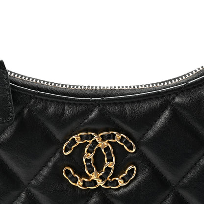Chanel Crumpled Calfskin Quilted Braided CC Small Hobo Black 8 of 10