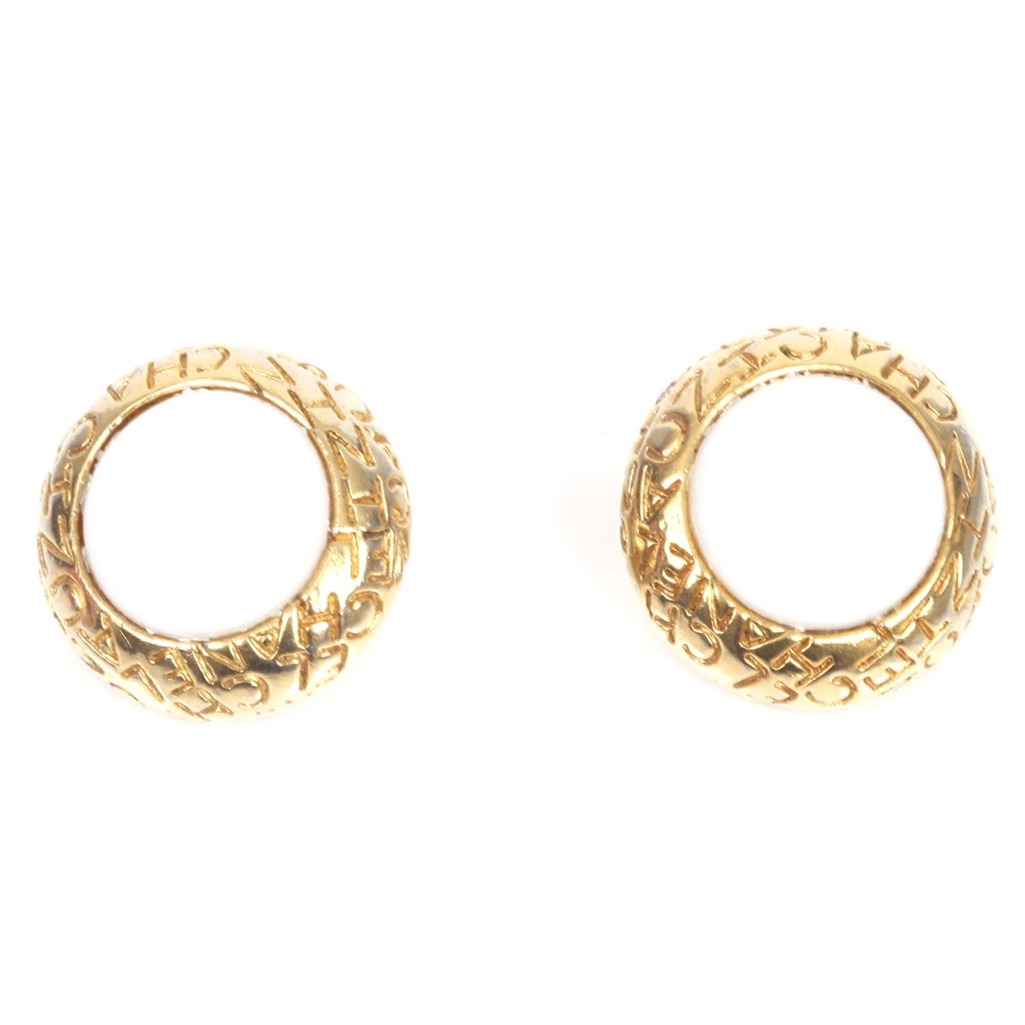 Metal CC Clip On Earrings White and Gold