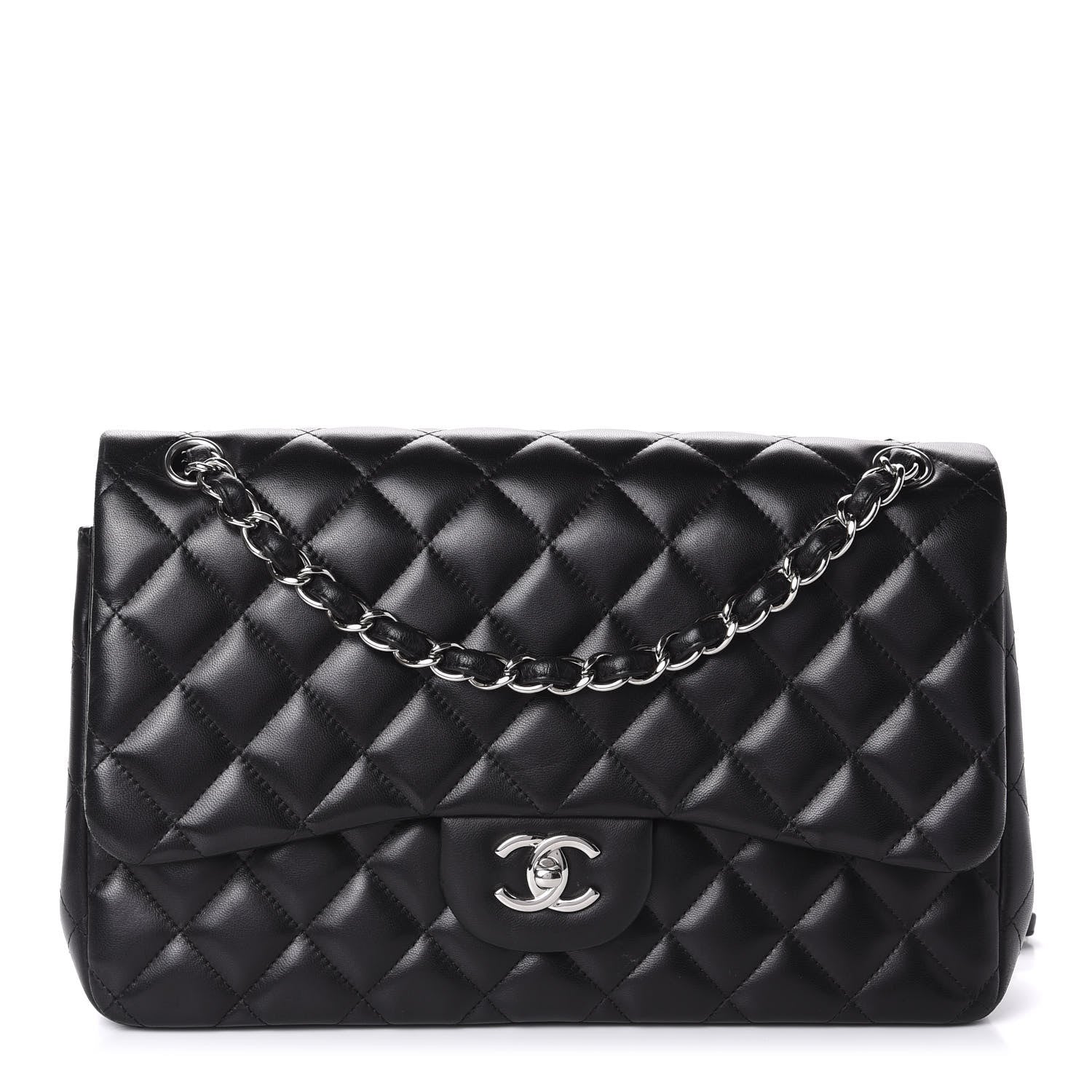 Chanel Lambskin Quilted Jumbo Double Flap Black 1 of 10