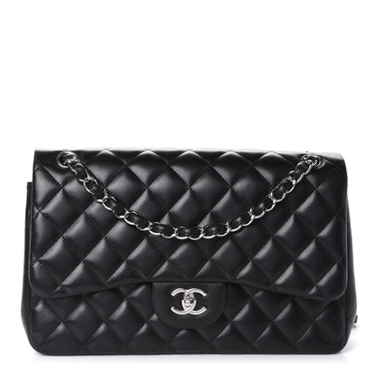 Chanel Lambskin Quilted Jumbo Double Flap Black 1 of 10