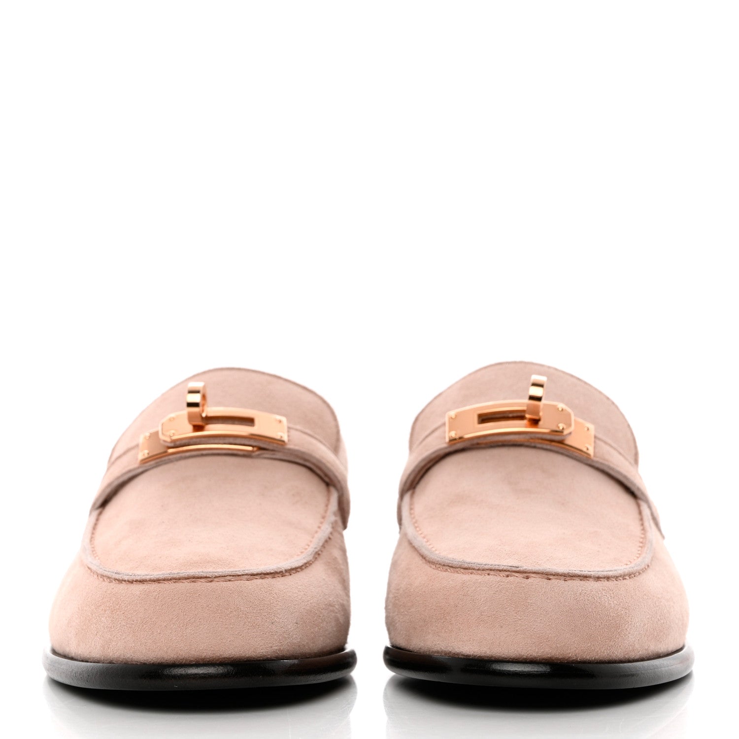 Hermes Suede Goatskin Womens Destin Loafers 35.5 Rose Aube 2 of 9