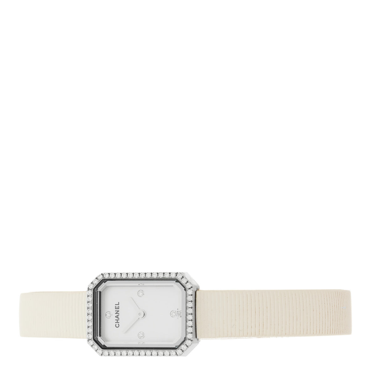 Chanel Stainless Steel Rubber Diamond Bezel Mother of Pearl 16mm Premiere Quartz Watch 2 of 4
