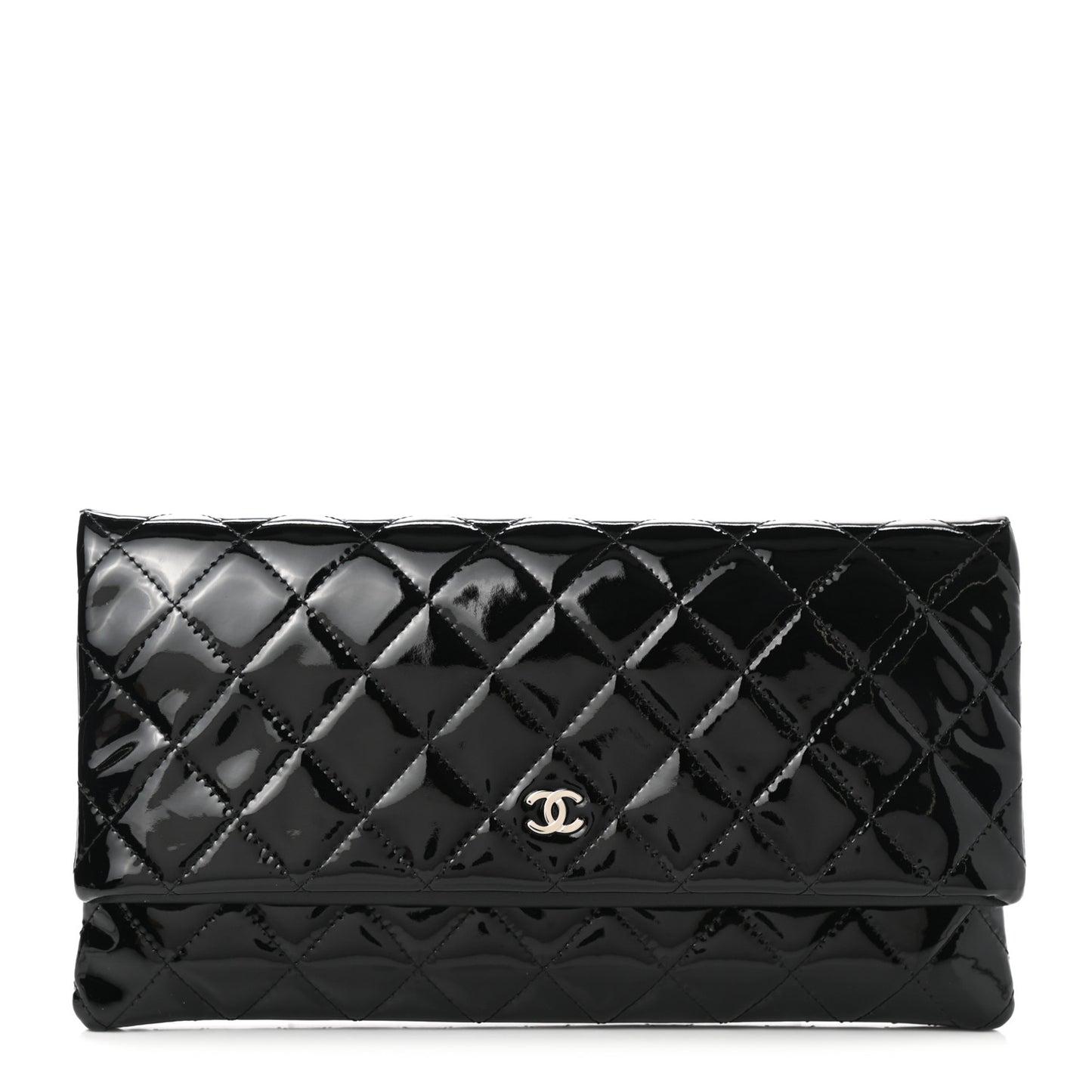 Patent Calfskin Quilted Beauty CC Clutch Black