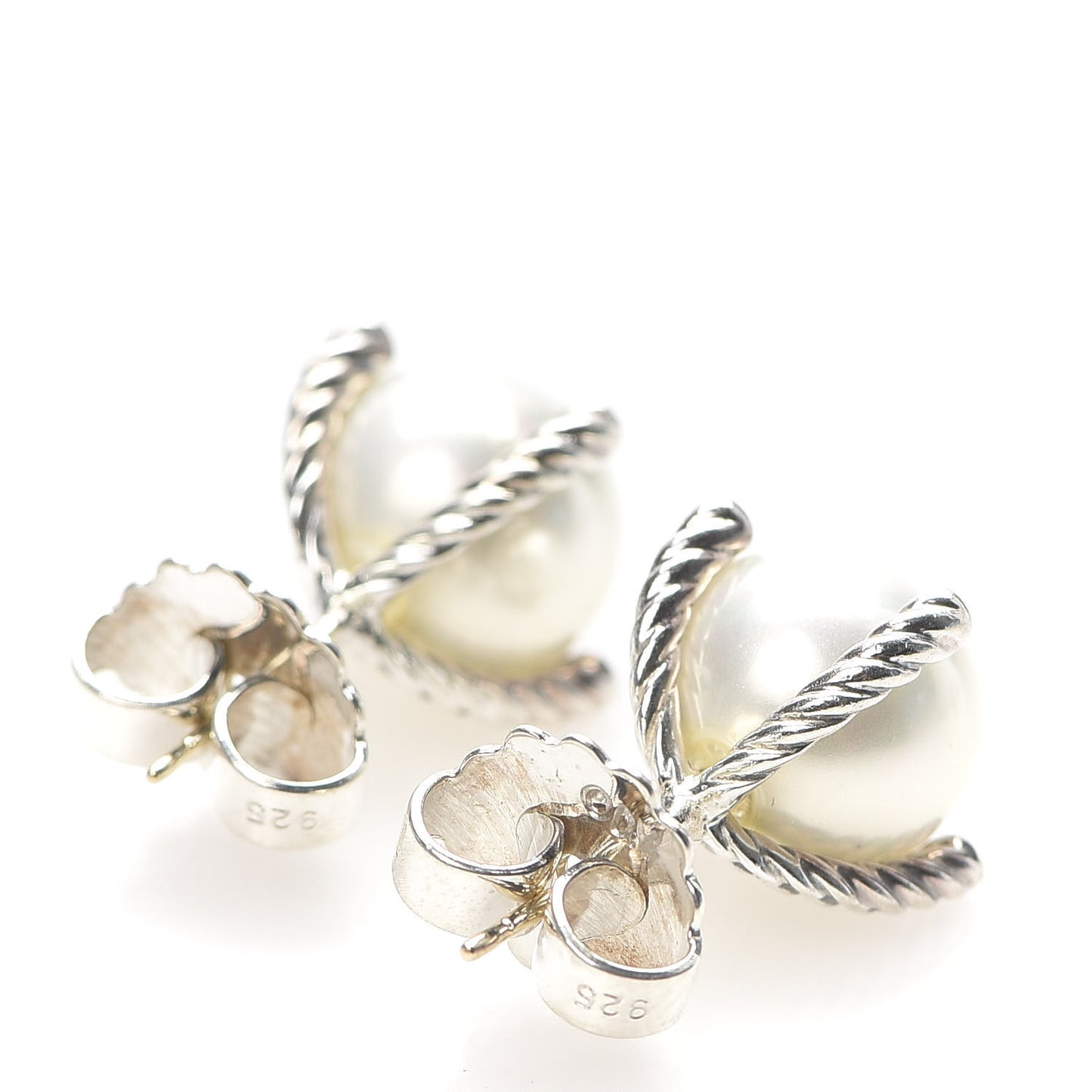 Sterling Silver Diamond Pearl 9.5mm Earrings