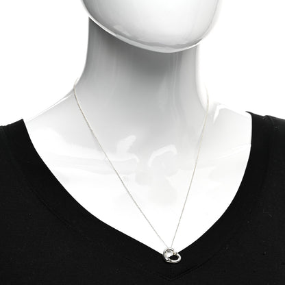 Tiffany Sterling Silver Diamond 16mm Elsa Peretti Open Heart Pendant Necklace 2 of 4