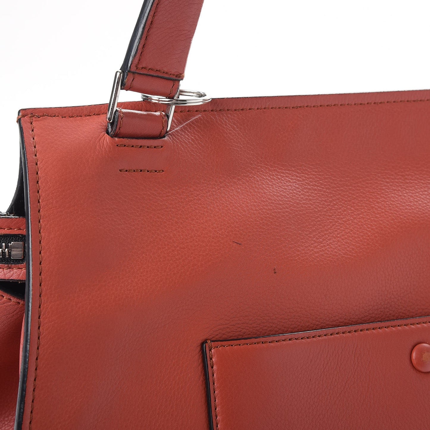Grained Calfskin Large Edge Shoulder Bag Orange