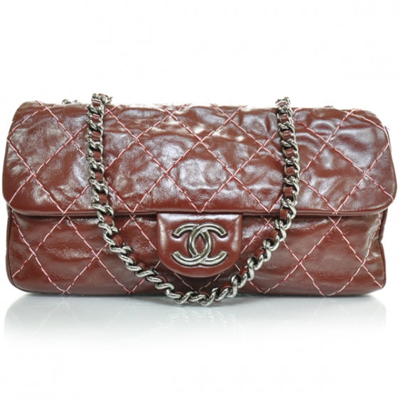 Chanel Leather Double Stitch Flap Red 1 of 11