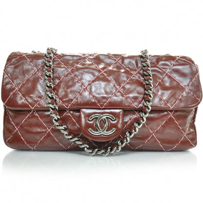 Chanel Leather Double Stitch Flap Red 1 of 11