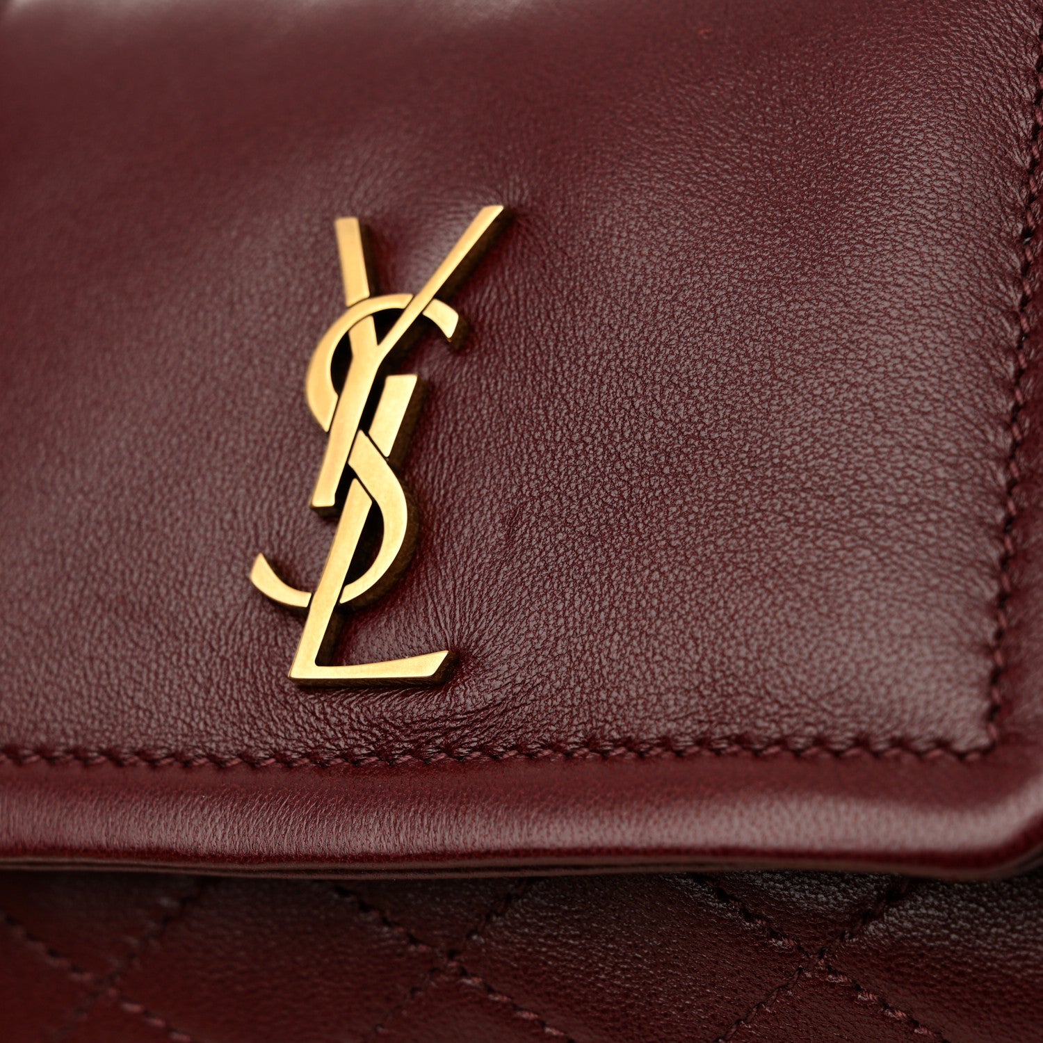 Saint Laurent Lambskin Quilted Monogram Mini Nolita Rouge Cabernet 12 of 14
