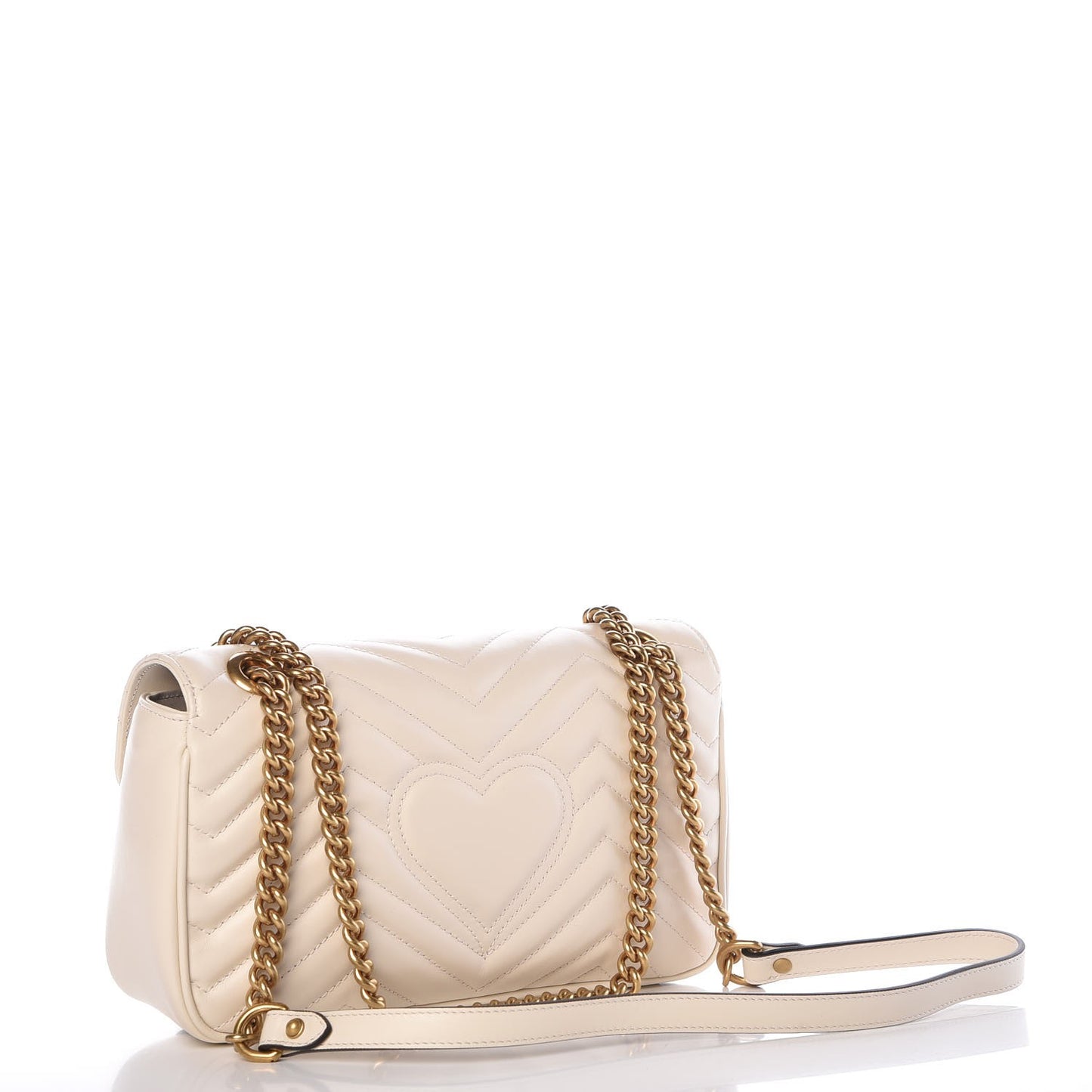 Calfskin Matelasse Small GG Marmont Shoulder Bag White
