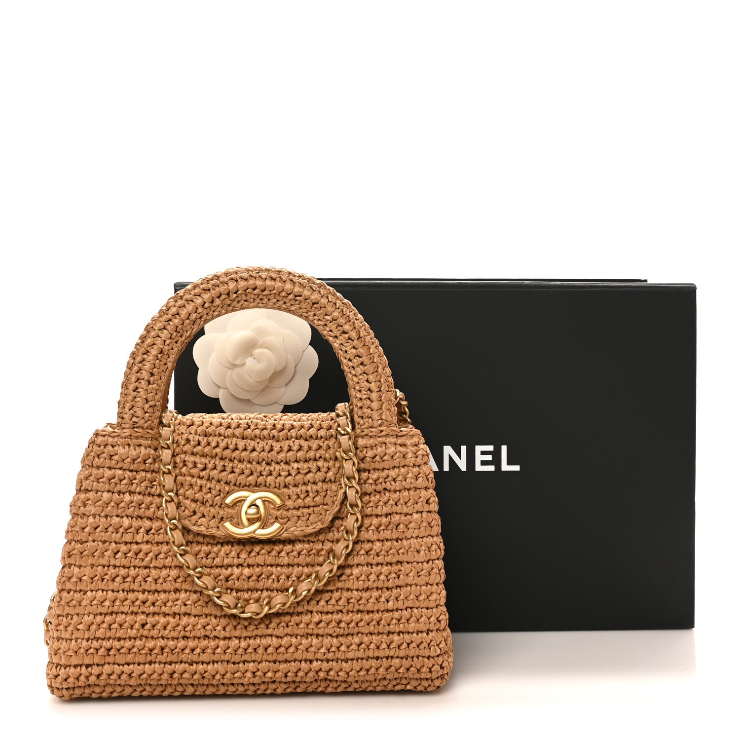 Chanel Braided Raffia Nano Kelly Flap Bag Dark Beige 11 of 11