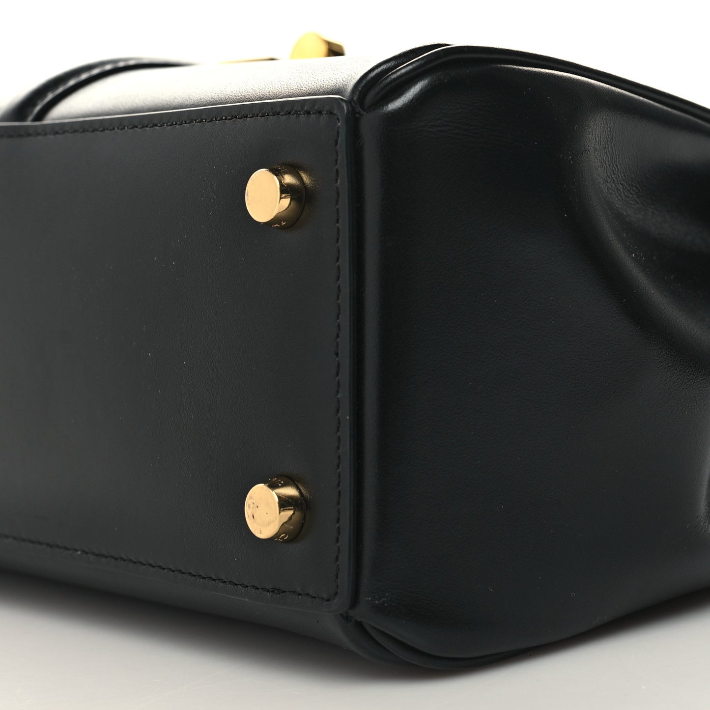 Satinated Calfskin Small 16 Top Handle Bag Black