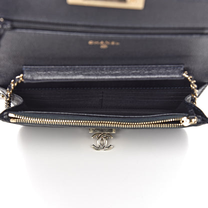 Chanel Caviar Quilted Golden Class Wallet On Chain WOC Navy 5 of 12