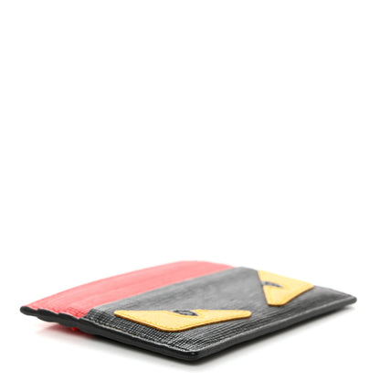 Fendi Vitello Elite Monster Eyes Inlay Card Holder Black Giallo Rosso 4 of 8