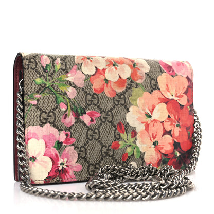 Gucci GG Supreme Monogram Blooms Chain Wallet Beige Multicolor Dry Rose 3 of 11
