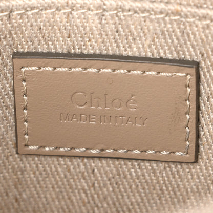 Chloe Linen Calfskin Mini Woody Ribbon Tote With Strap Boyish Brown 6 of 10