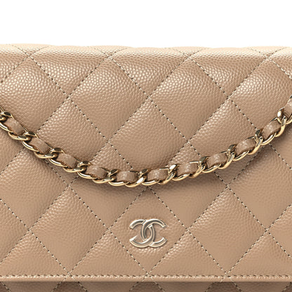 Chanel Caviar Quilted Wallet on Chain WOC Dark Beige 9 of 12