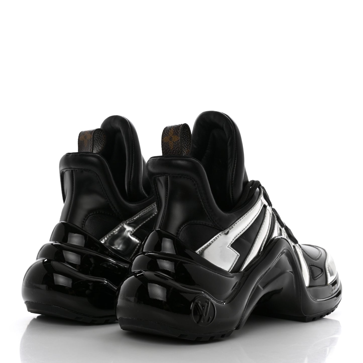 Calfskin Metallic Monogram LV Archlight Sneakers 37 Black Silver