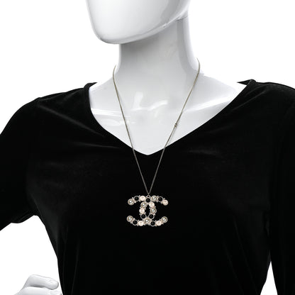 Chanel Crystal Pearl CC Chain Necklace Gold Black 2 of 6