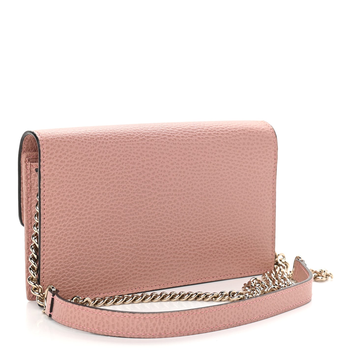Dollar Calfskin Interlocking G Chain Wallet Soft Pink