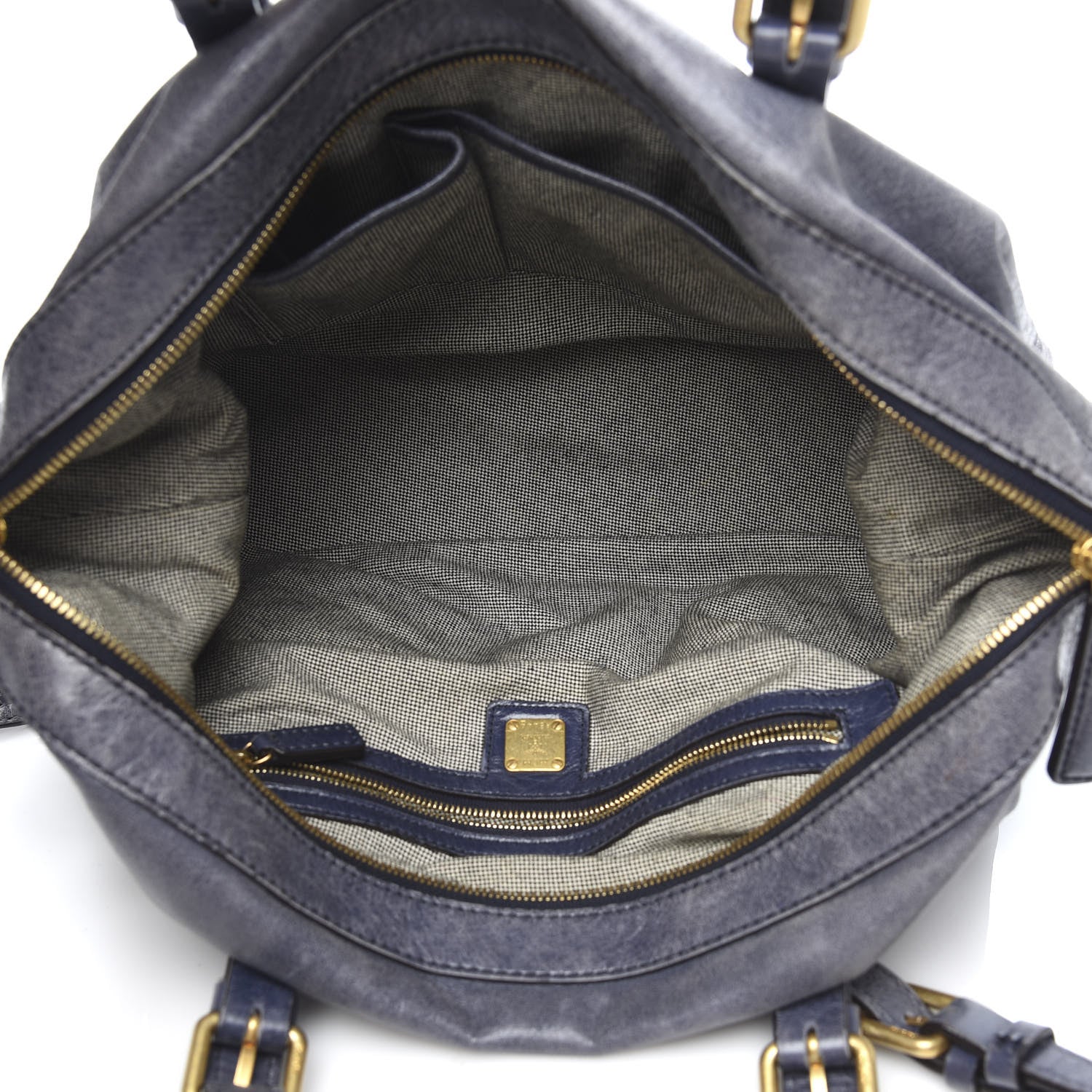 MCM Calfskin Satchel Grey 5 of 10