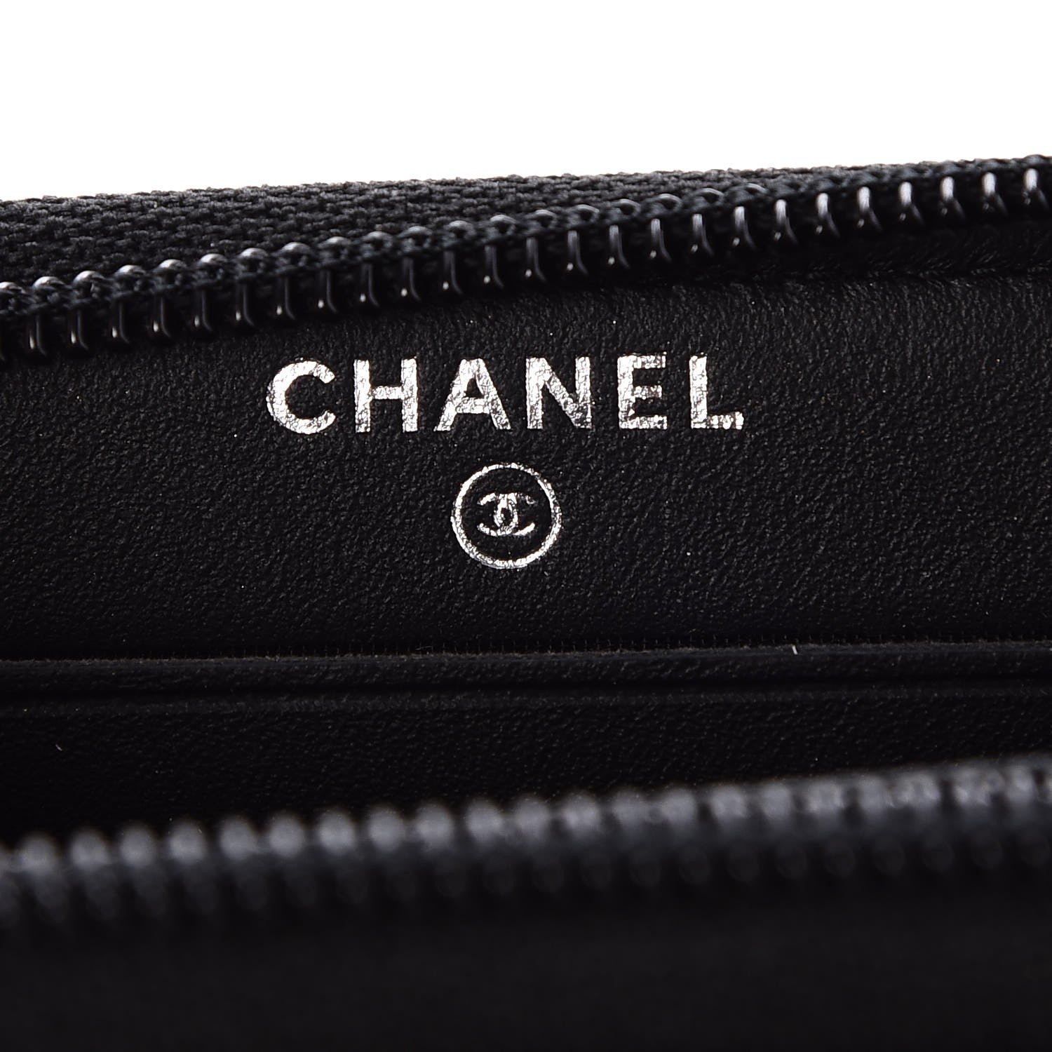 Chanel Calfskin Painted Chevron Embossed Small Boy Zip Wallet Black 7 of 8