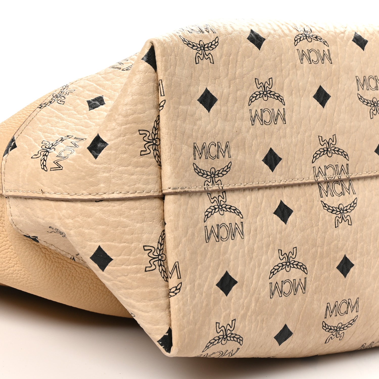 MCM Calfskin Visetos Anya Shopper Tote Beige 8 of 11