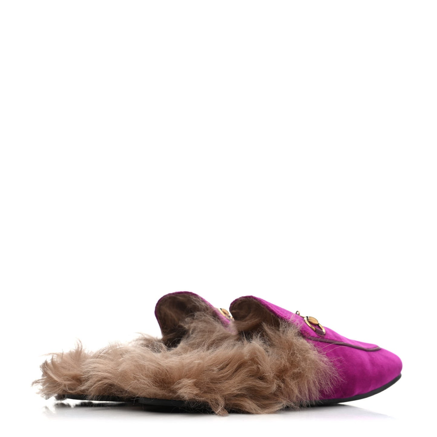 Velvet Fur Womens Princetown Slippers 38 Fucsia Violet Cyclamen Natural