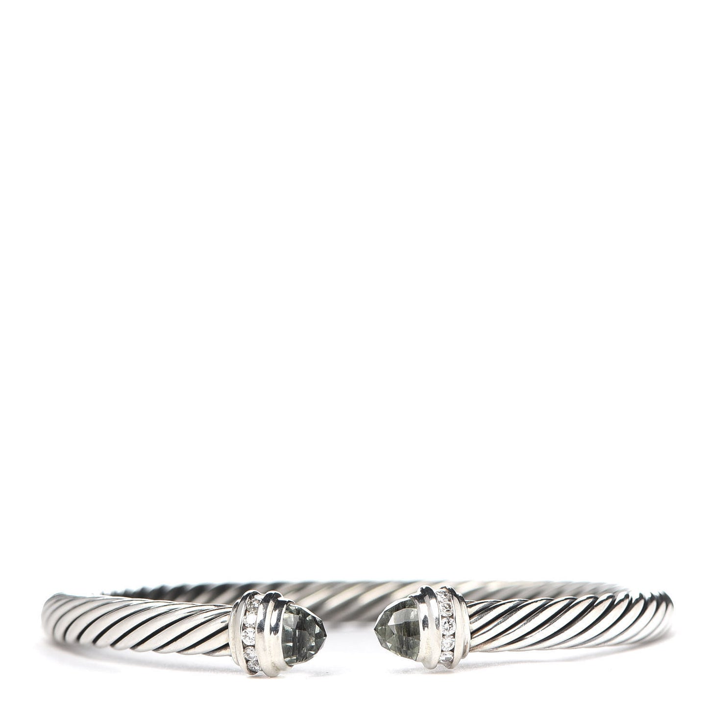 Sterling Silver Diamond Prasiolite 5mm Cable Classics Bracelet