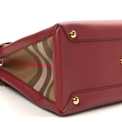 Burberry Grainy Calfskin House Check Medium Banner Tote Crimson 9 of 10