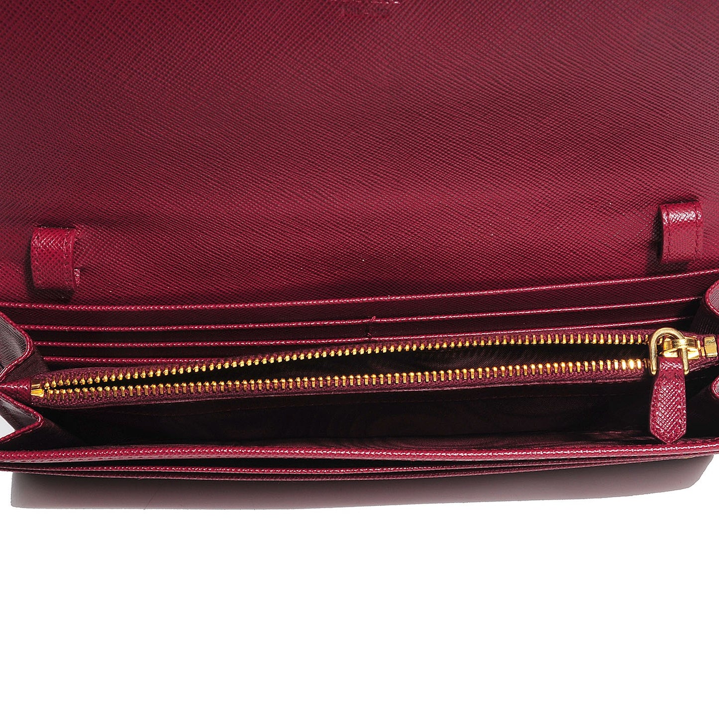 Saffiano Metal Oro Chain Wallet Cherry