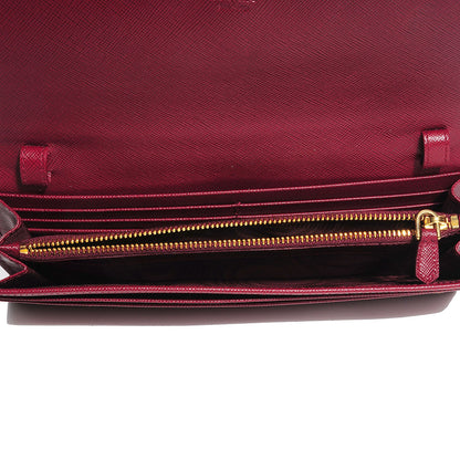 Prada Saffiano Metal Oro Chain Wallet Cherry 8 of 10