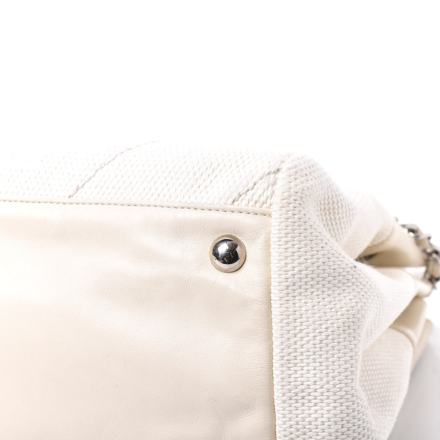 Canvas Chevron CC Shopping Tote White