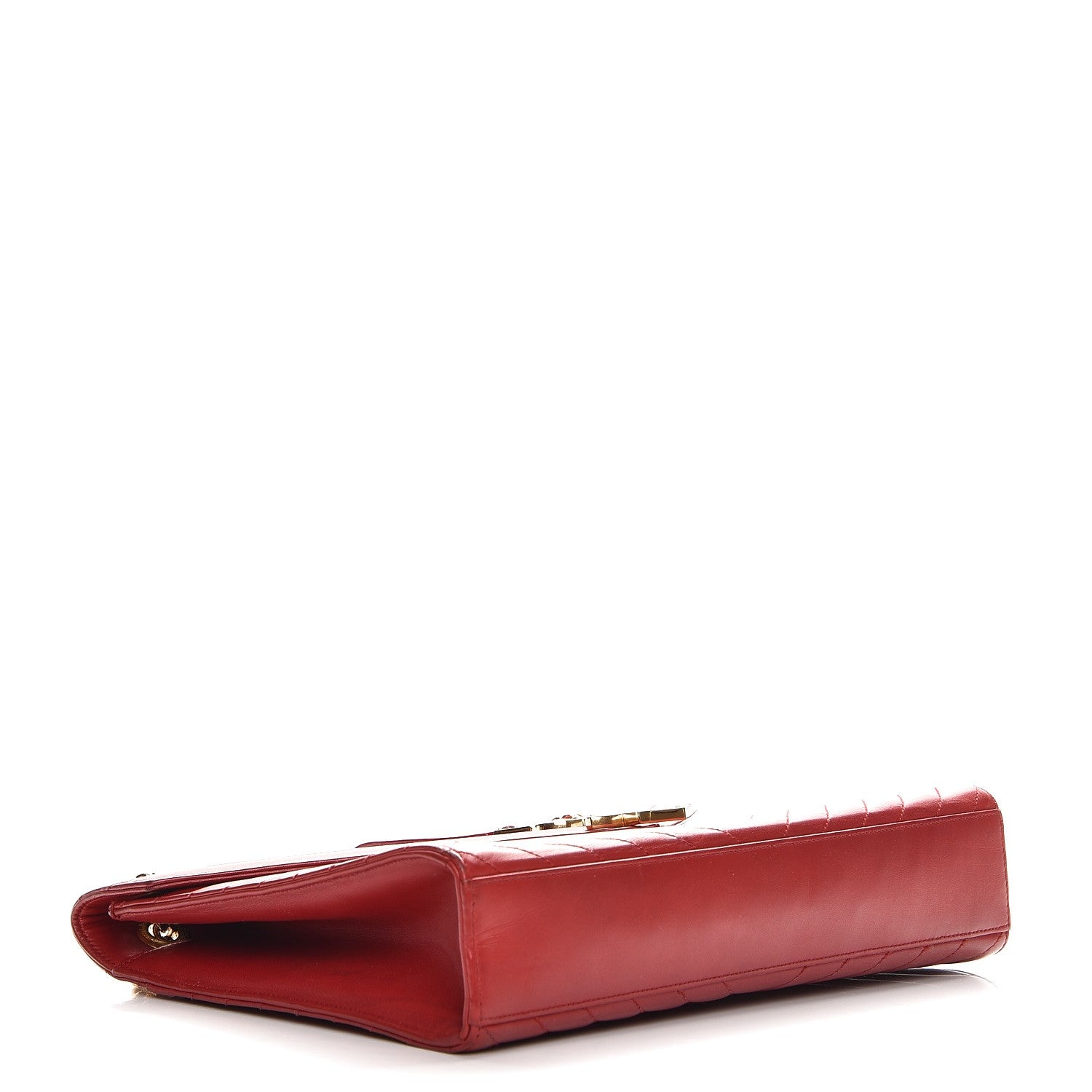 Saint Laurent Lambskin Matelasse Chevron Large Monogram Satchel Red 5 of 18
