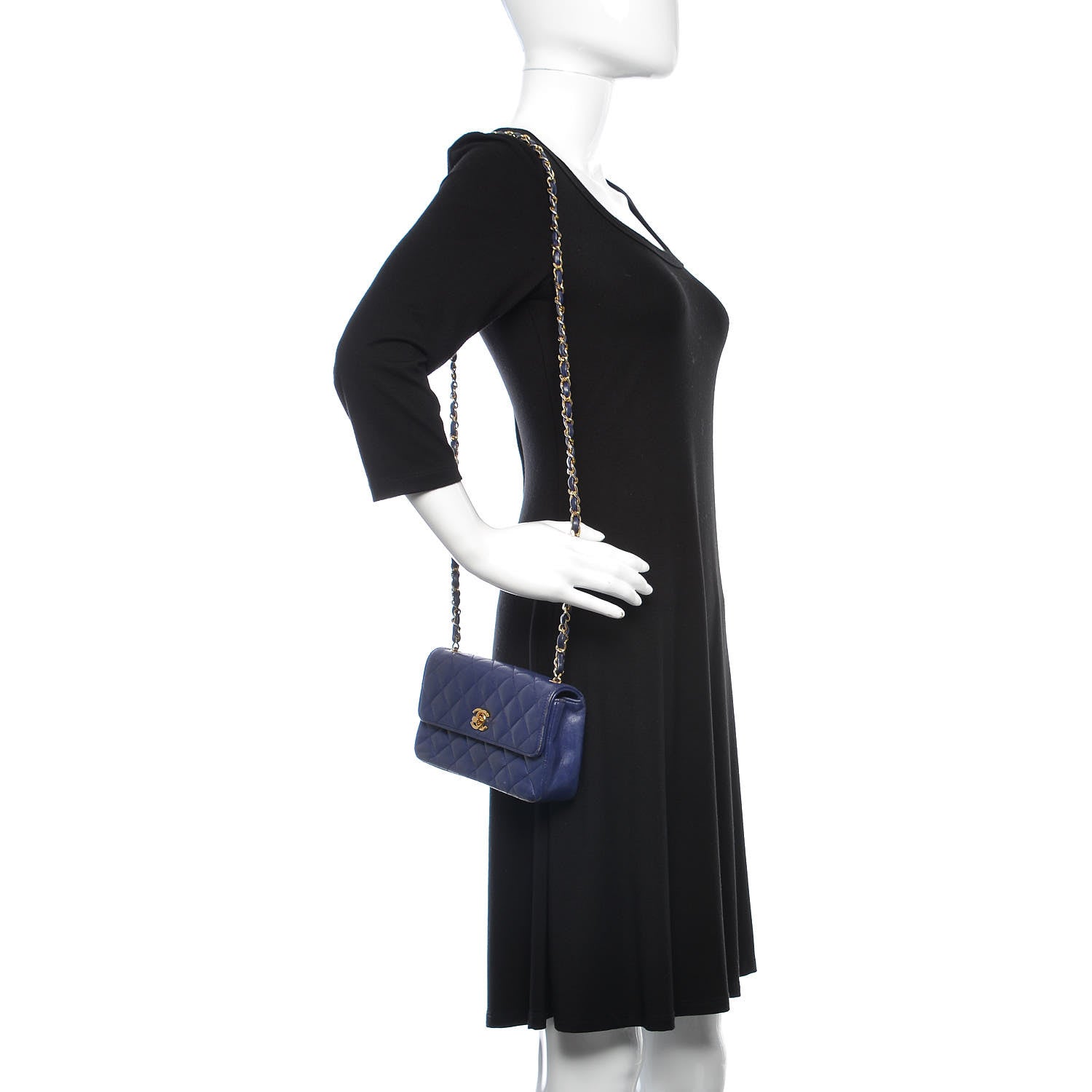 Chanel Lambskin Quilted Small Single Flap Navy 2 of 13