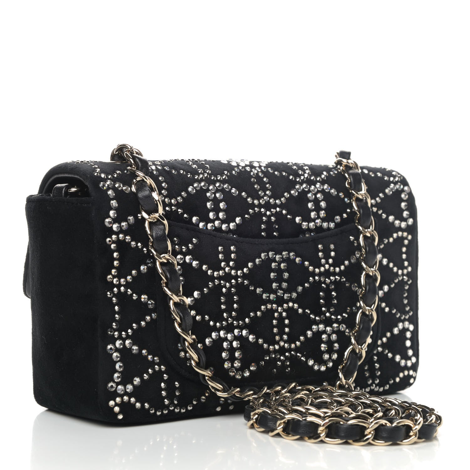 Chanel Velvet Crystal Mini Rectangular Flap Black 2 of 4