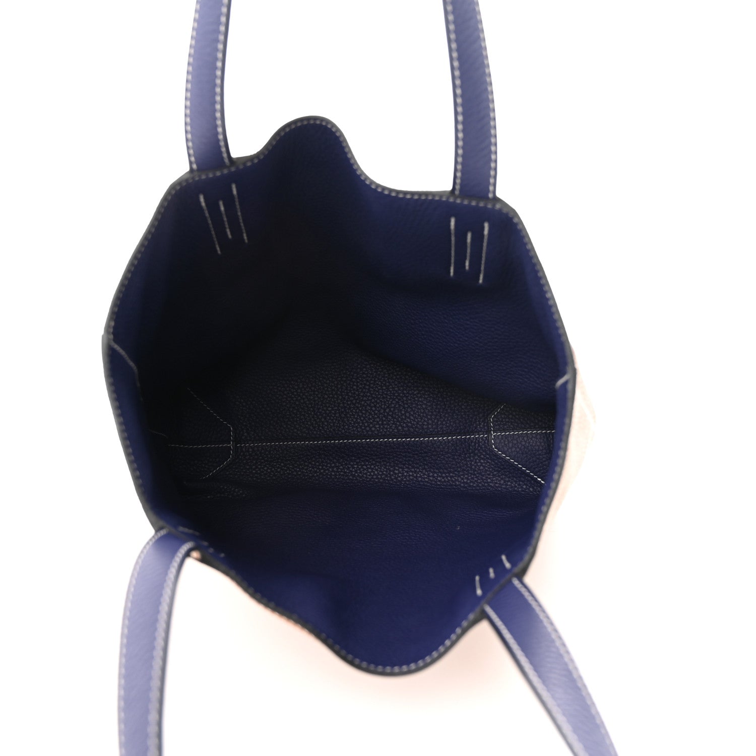 Hermes Taurillon Clemence Double Sens 28 Reversible Tote Gold Bleu Encre 8 of 15
