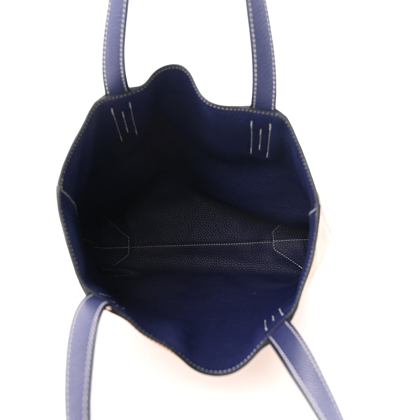 Taurillon Clemence Double Sens 28 Reversible Tote Gold Bleu Encre
