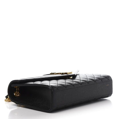 Saint Laurent Grain De Poudre Textured Mixed Matelasse Triquilt Medium Monogram Satchel Black 4 of 13