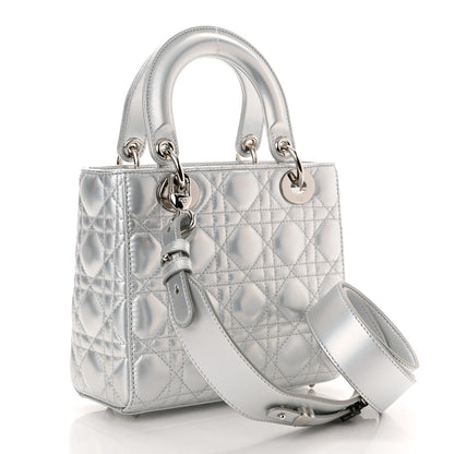 Christian Dior Iridescent Metallic Lambskin Cannage Small My ABCDior Lady Dior Silver 3 of 11