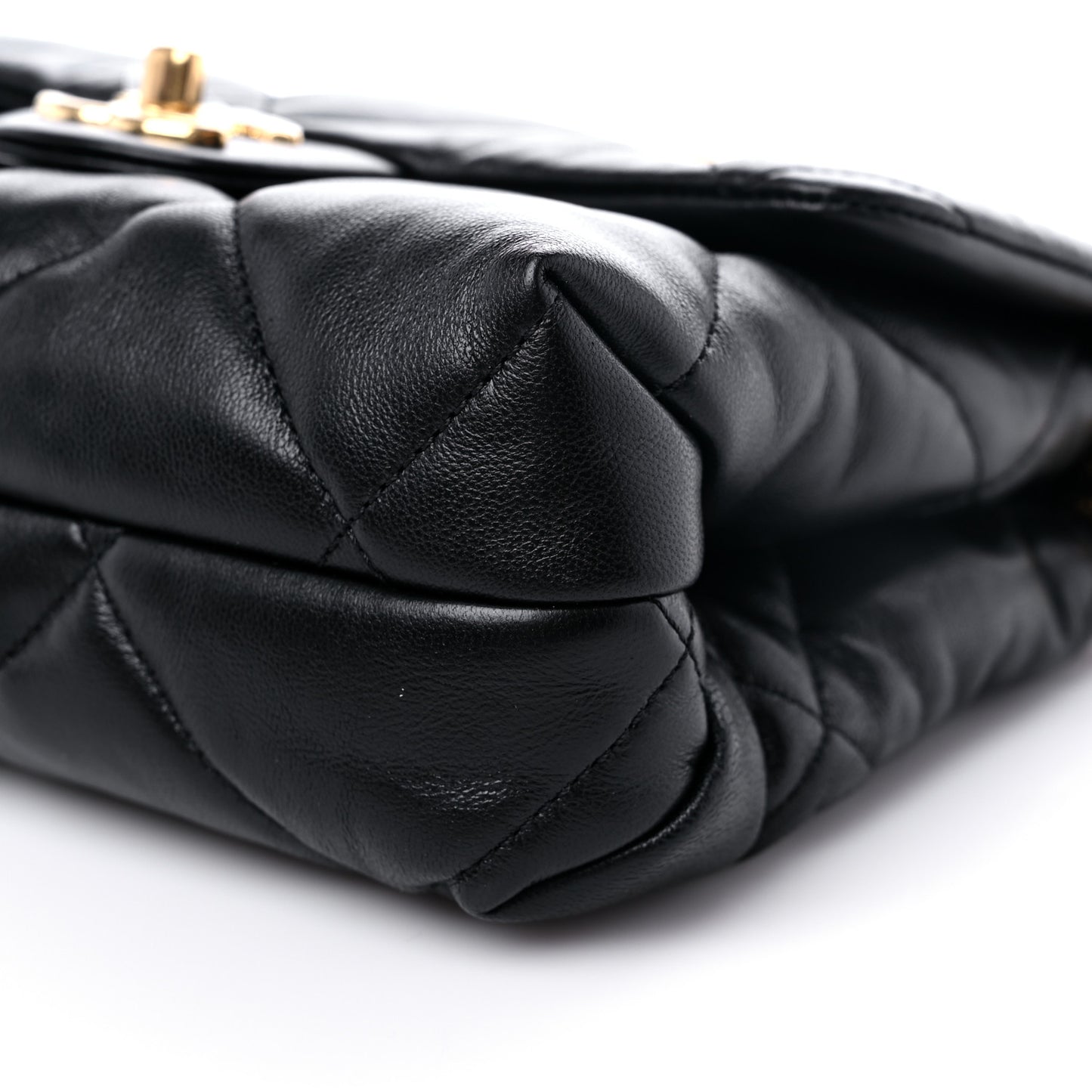 Lambskin Quilted Small Chain Top Handle Flap Black