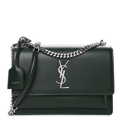 Saint Laurent Calfskin Medium Monogram Sunset Dark Green 1 of 4
