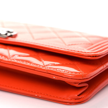 Chanel Patent Calfskin Quilted Boy Wallet On Chain WOC Orange 10 of 10