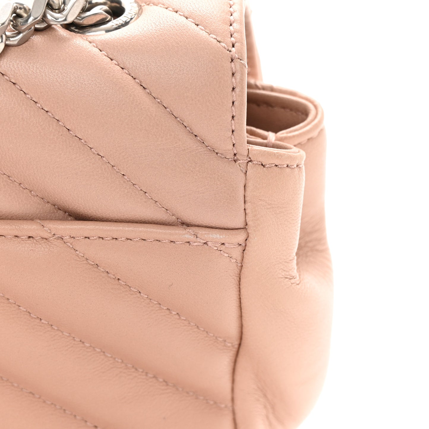 Calfskin Matelasse Chevron Monogram Classic Baby Chain Bag Pale Pink