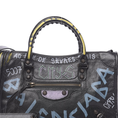 Balenciaga Agneau Graffiti All Over Classic Hardware S City Black Multicolor 10 of 10