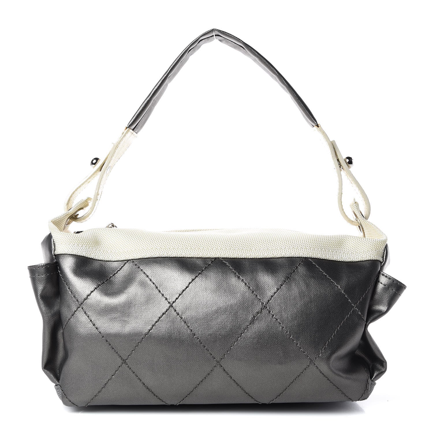 Chanel Coated Canvas Paris Biarritz Hobo Silver 1 of 9