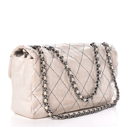Chanel Glazed Goatskin Double Stitch Flap Ivory 3 of 11