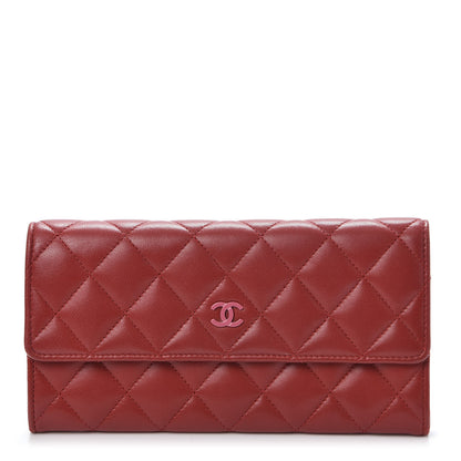 Chanel Lambskin Quilted Large Gusset Flap Wallet Red 1 of 9